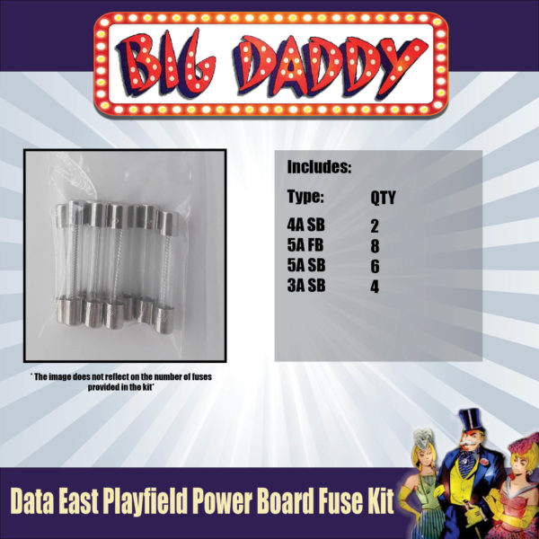 Data East Playfield Power Board Fuse Kit